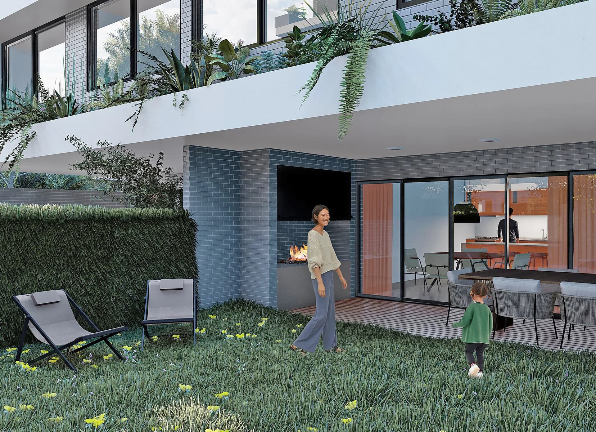 Patio privado de un dúplex de La Florida
