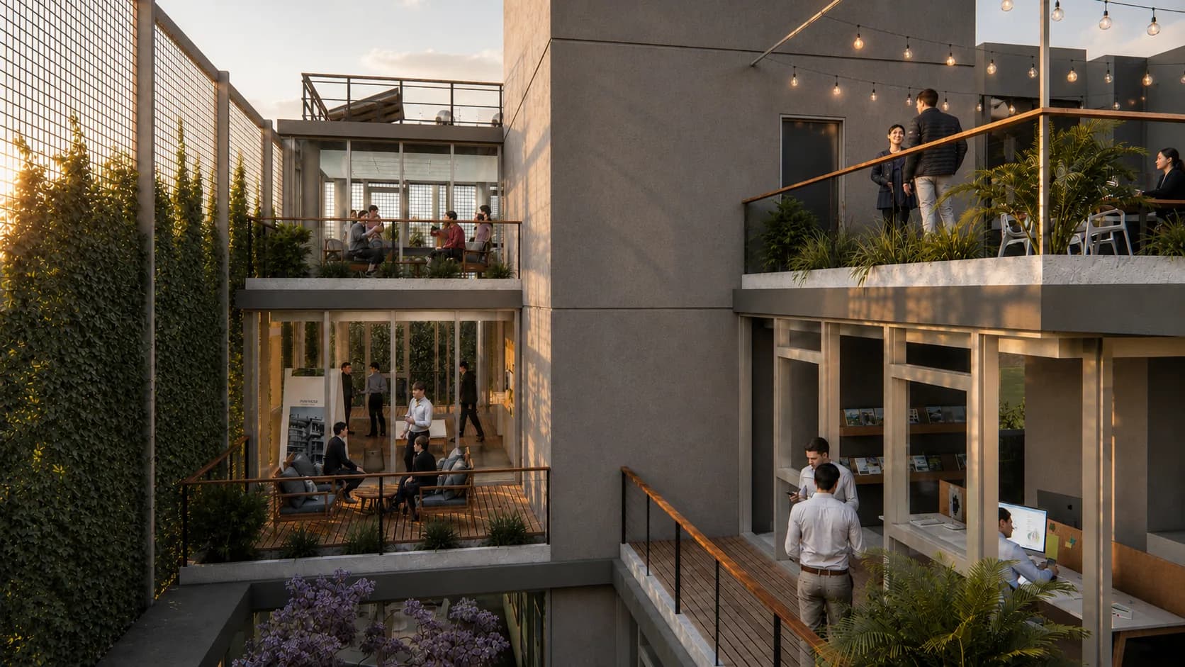 Terrazas y espacios comunes de Green Office