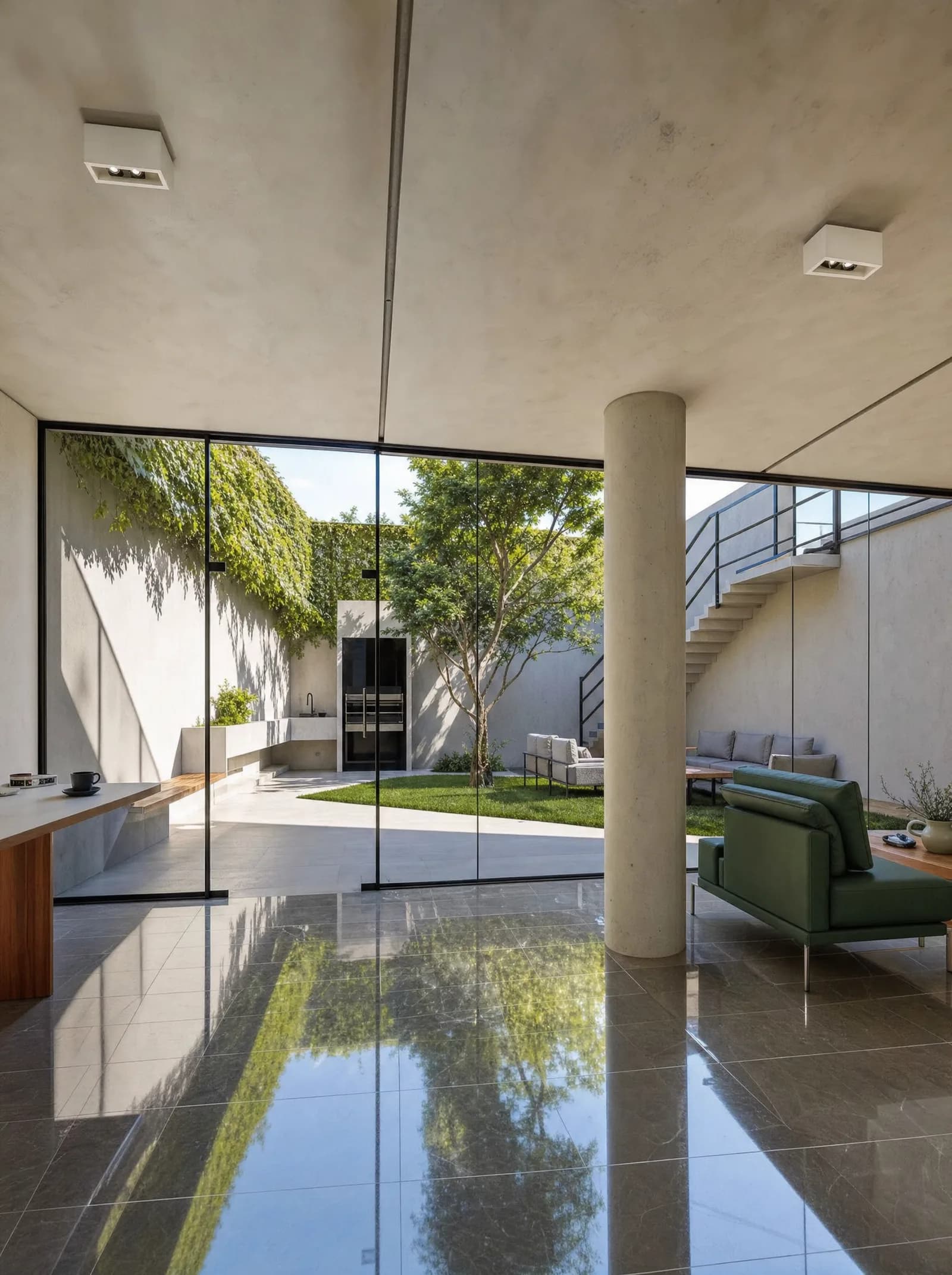 Espacio común con jardín interior de Pontesole